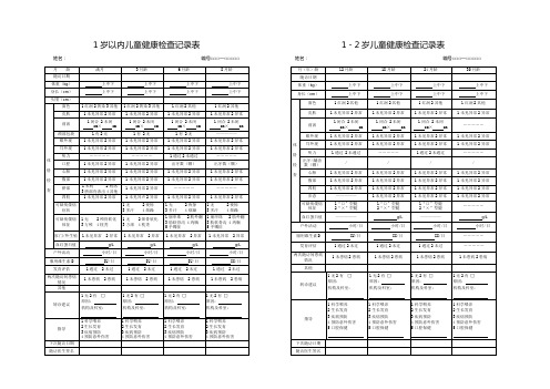 1岁以内儿童健康检查记录表