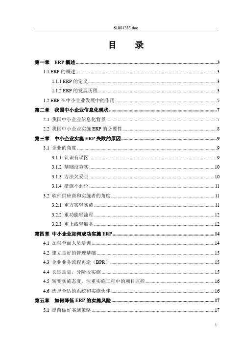 ERP在中小企业成功实施的策略研究0307完整版