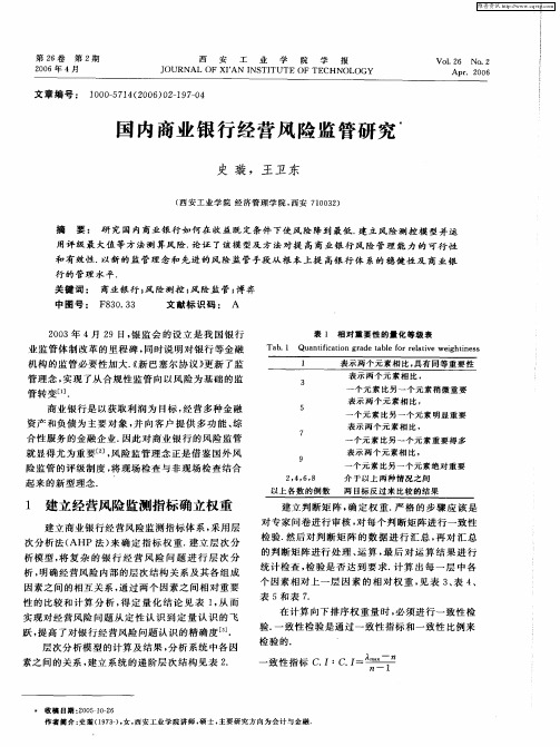 国内商业银行经营风险监管研究
