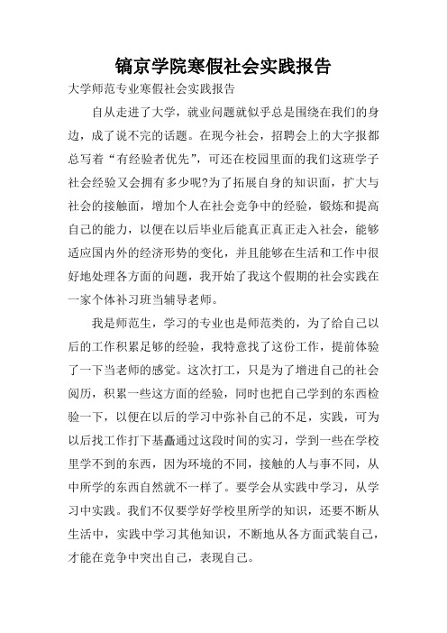 镐京学院寒假社会实践报告