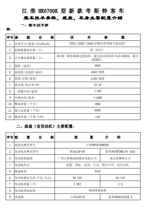 新款考斯特标准配置表