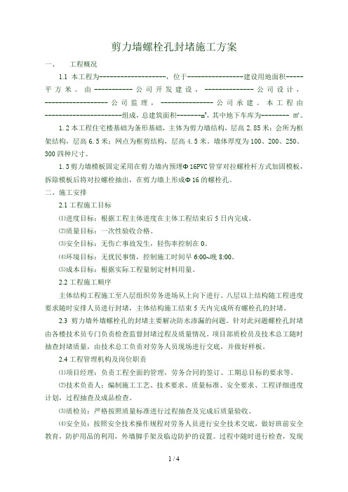 剪力墙外墙螺栓孔封堵施工方案