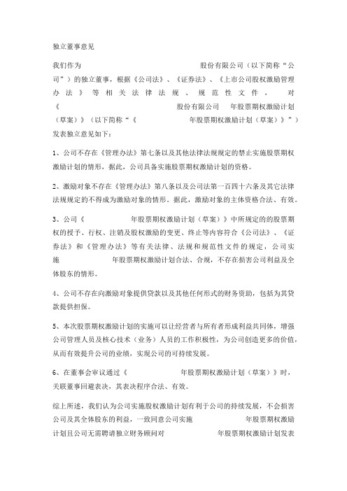 独立董事意见实用版