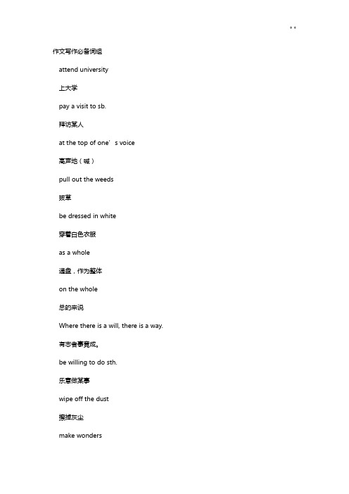 作文写作必备词组