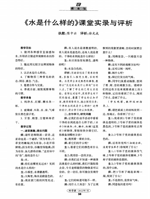 《水是什么样的》课堂实录与评析