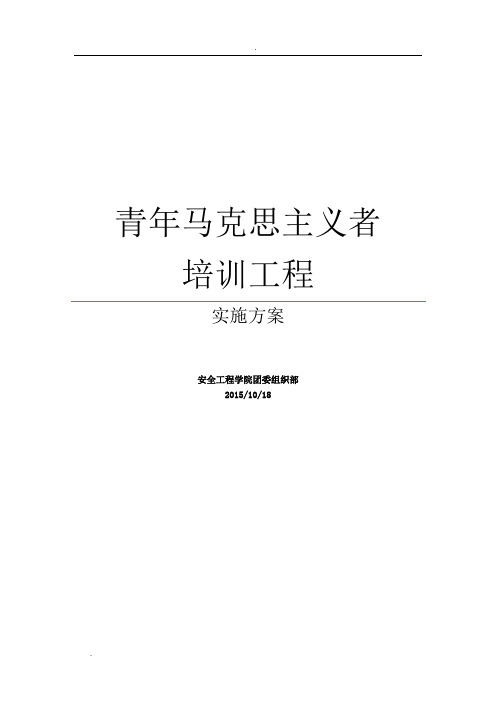 青马工程实施计划方案