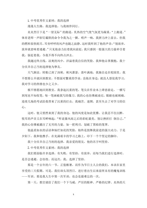中考优秀作文素材：我的选择(最新)