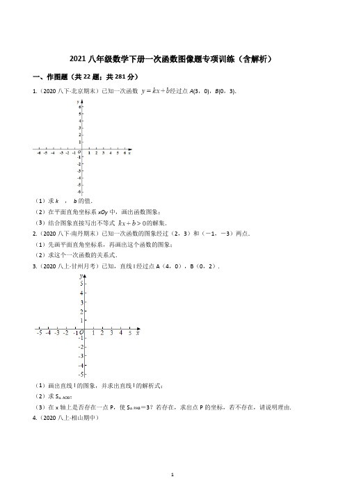 2021八年级数学下册一次函数图像题专项训练(含解析)