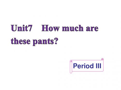 七年级英语上册 Unit 7《How much are these pants》period  课件 人教新目标版