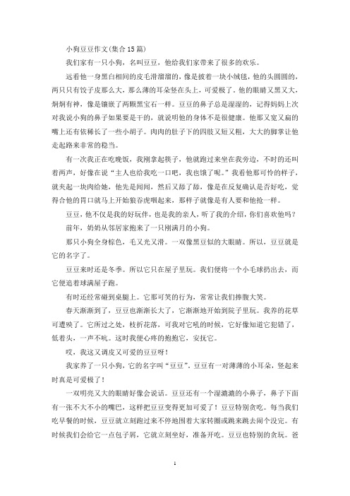 精选小狗豆豆作文(集合15篇)