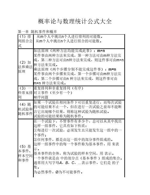 概率论与数理统计公式大全
