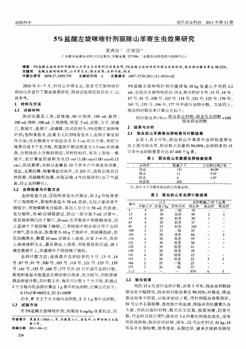 5%盐酸左旋咪唑针剂驱除山羊寄生虫效果研究