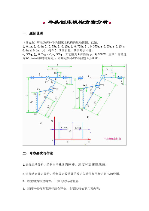 牛头刨床机构方案分析