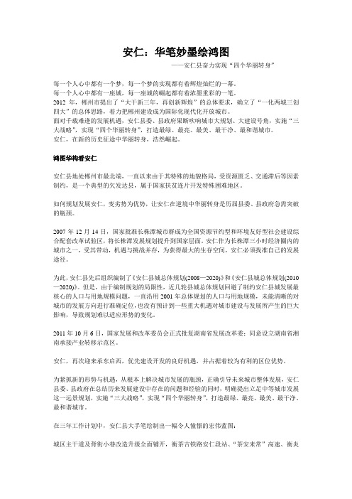 华笔妙墨绘宏图——安仁城市总体规划工作纪实