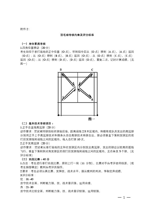 羽毛球考核内容及评分标准
