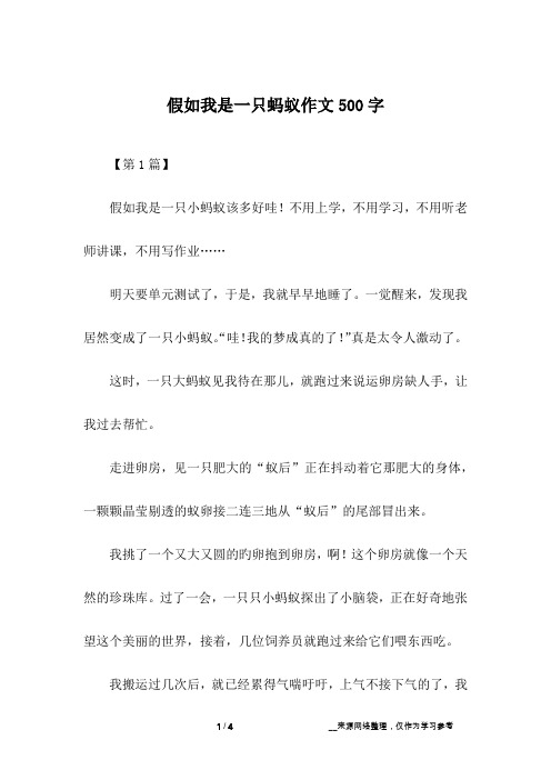 假如我是一只蚂蚁作文500字