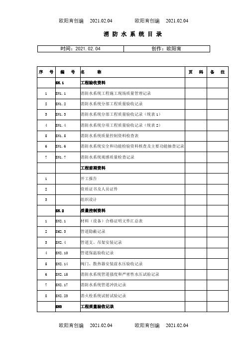 江苏消防工程施工验收资料实例之欧阳育创编