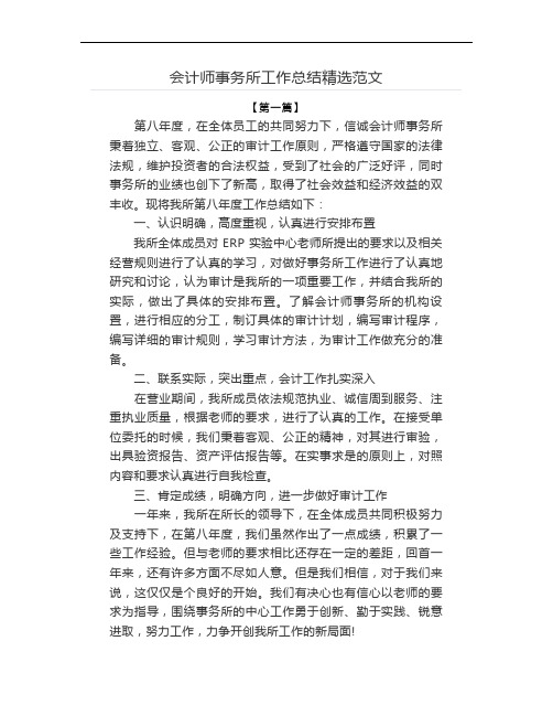 会计师事务所工作总结精选范文(优秀工作范文)