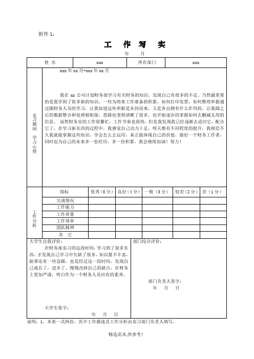 工作写实表及岗位胜任能力评价表最新版本