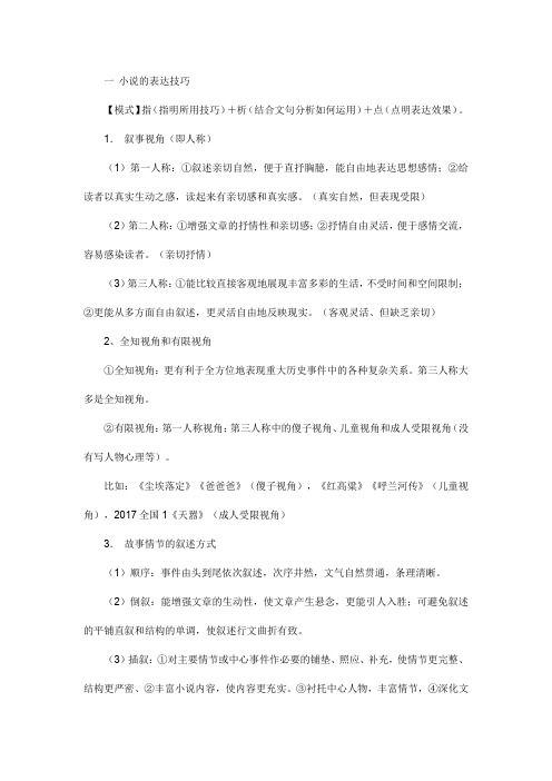 小说的表达技巧和语言赏析角度