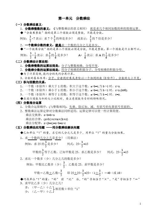 六年级上册总复习-知识点整理归纳--整理