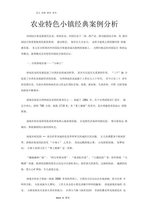 农业特色小镇经典案例分析报告