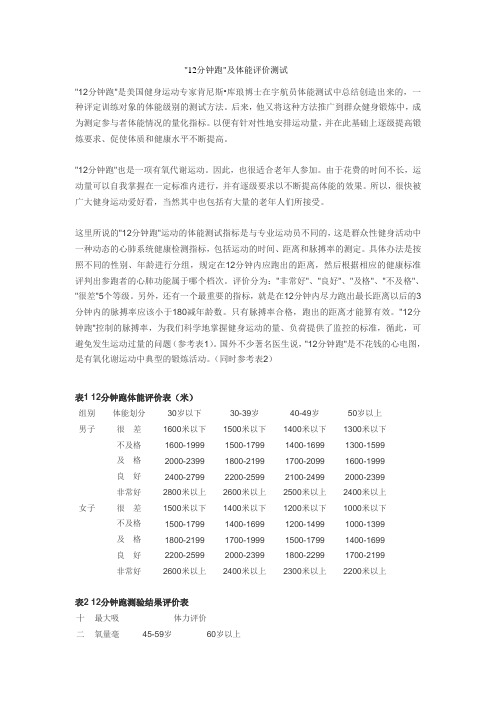 12分钟跑及体能评价测试