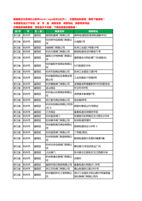 新版浙江省杭州市富阳区阀门工商企业公司名录名单黄页大全45家