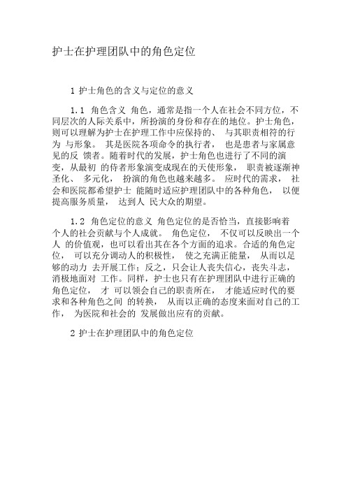 护士在护理团队中的角色定位-2019年文档