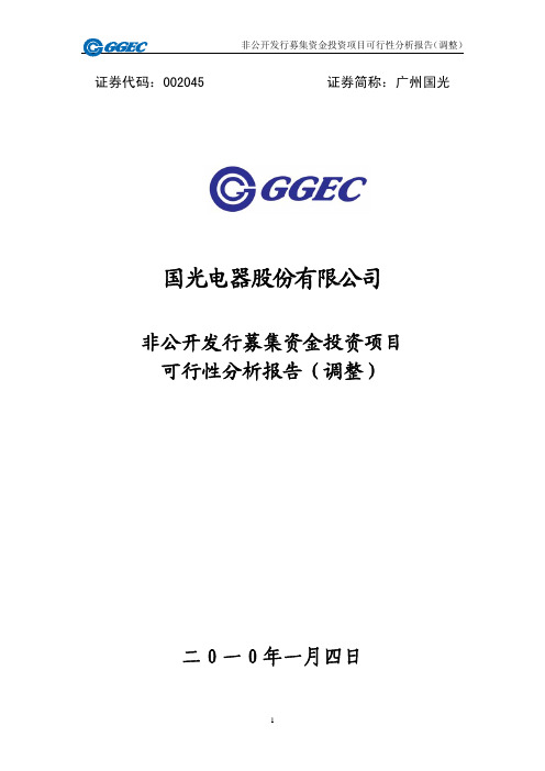 非公开发行募集资金投资项目可行性分析报告(调整)