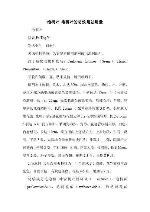 泡桐叶_泡桐叶的功效
