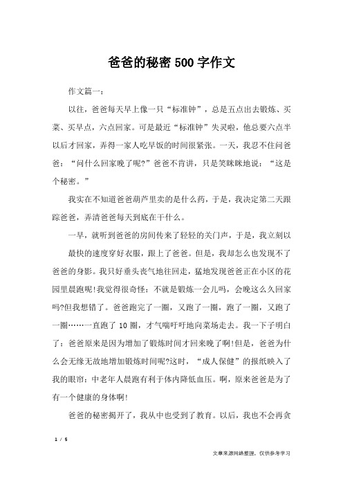 爸爸的秘密500字作文_写人作文