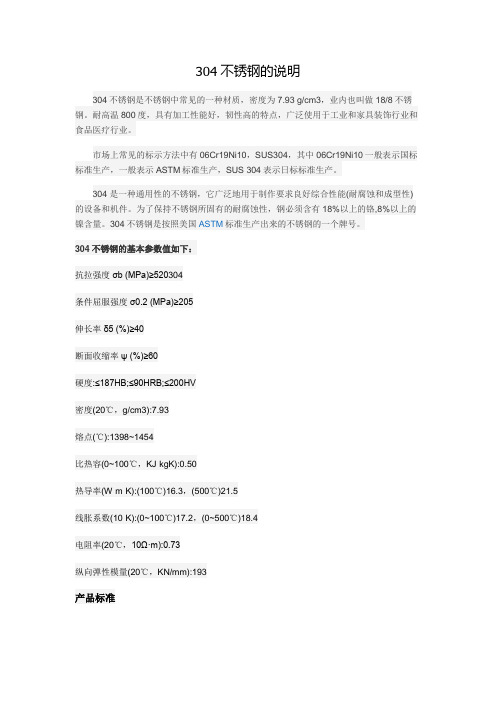 SUS304不锈钢的说明