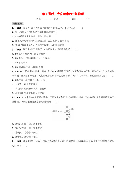 中考化学总复习 第六讲 燃料与燃烧大自然中的二氧化碳练习(五四制)