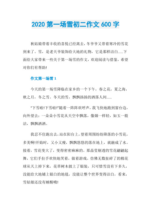 2020第一场雪初二作文600字
