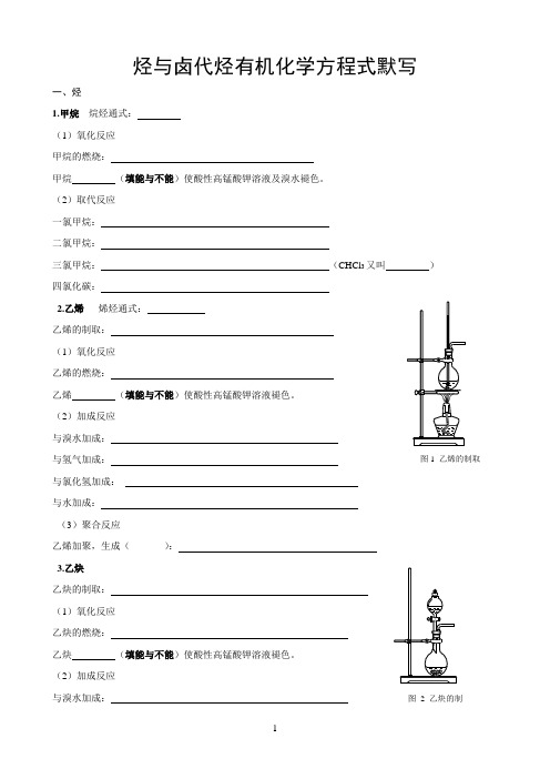 高中有机化学方程式总结(烃卤代烃默写版)