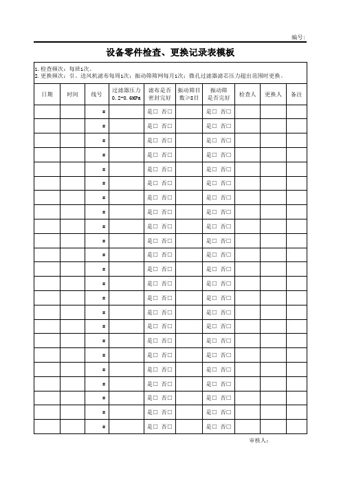 设备零件检查、更换记录表模板