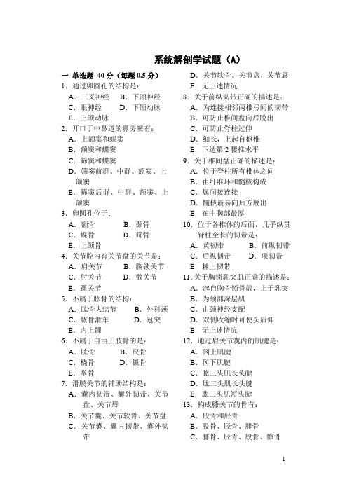 系统解剖学试题
