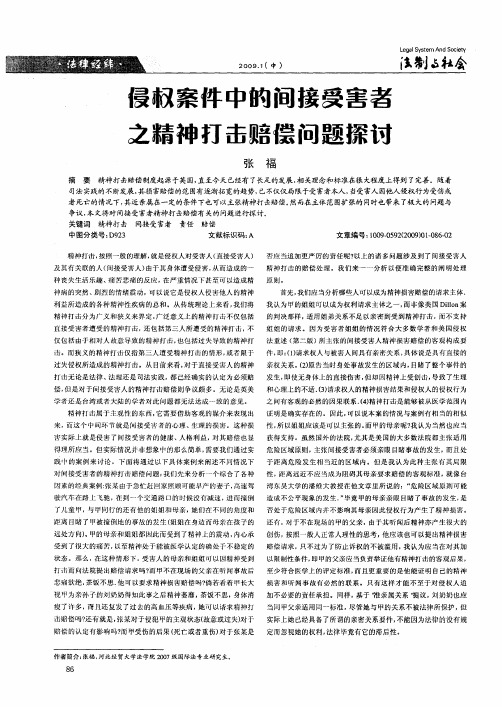 侵权案件中的间接受害者之精神打击赔偿问题探讨