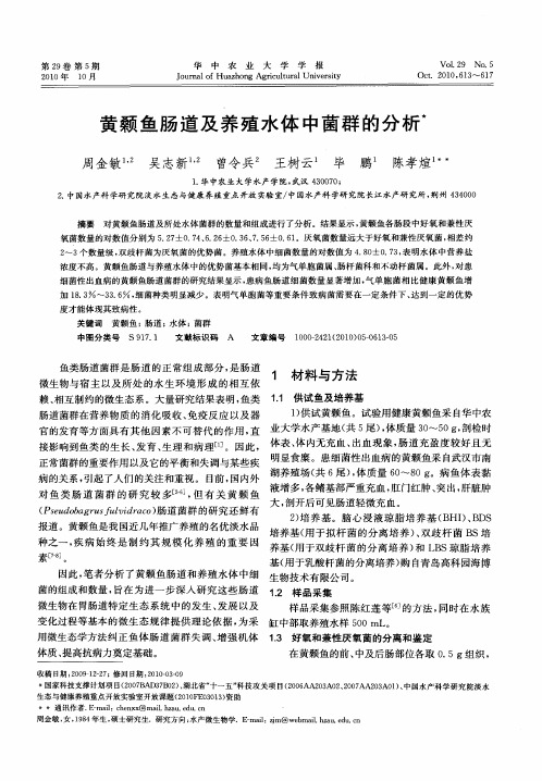 黄颡鱼肠道及养殖水体中菌群的分析
