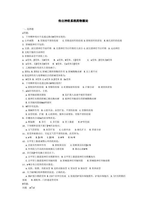 传出神经系统药物概论