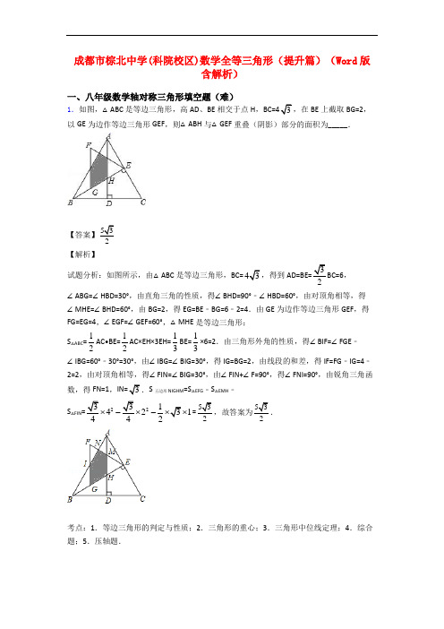 成都市棕北中学(科院校区)数学全等三角形(提升篇)(Word版 含解析)