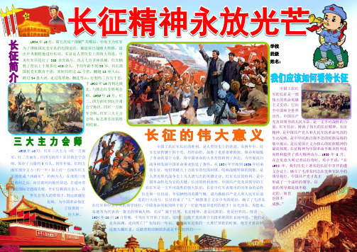 长征精神永放光芒红军长征电子小报成品简报报刊手抄报模板画报剪报板报样板电脑报纸示范样例A4