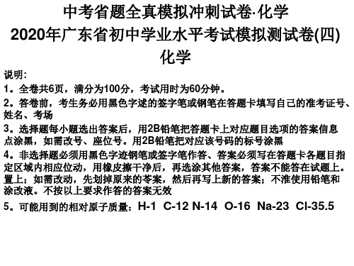 2020年广东省初中化学学业水平考试全真模拟试卷(四)