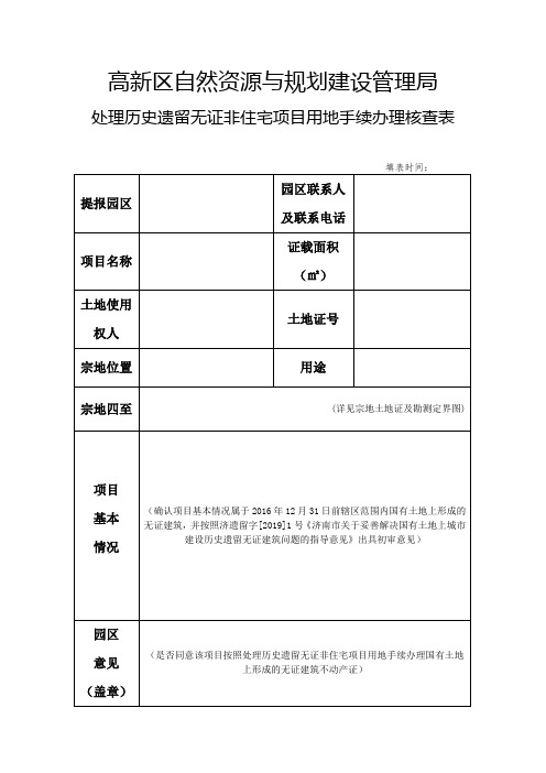 历史遗留问题土地审查意见局内处室审查表-园区申报