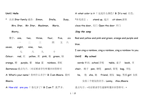 Kidsbox1剑桥国际少儿英语1的总结