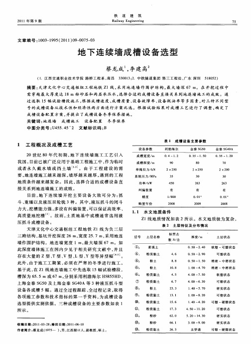 地下连续墙成槽设备选型