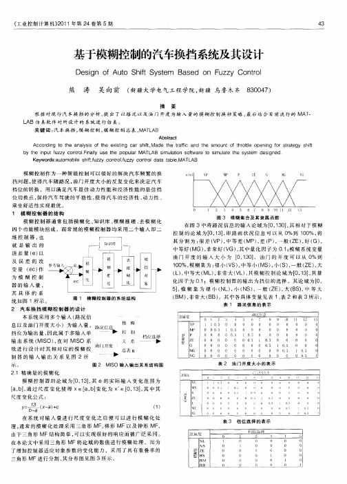 基于模糊控制的汽车换挡系统及其设计