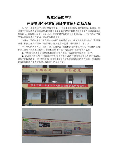 开展第四个民族团结进步宣传月活动总结