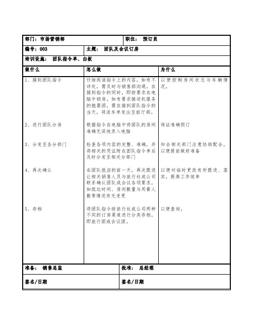 团队及会议订房